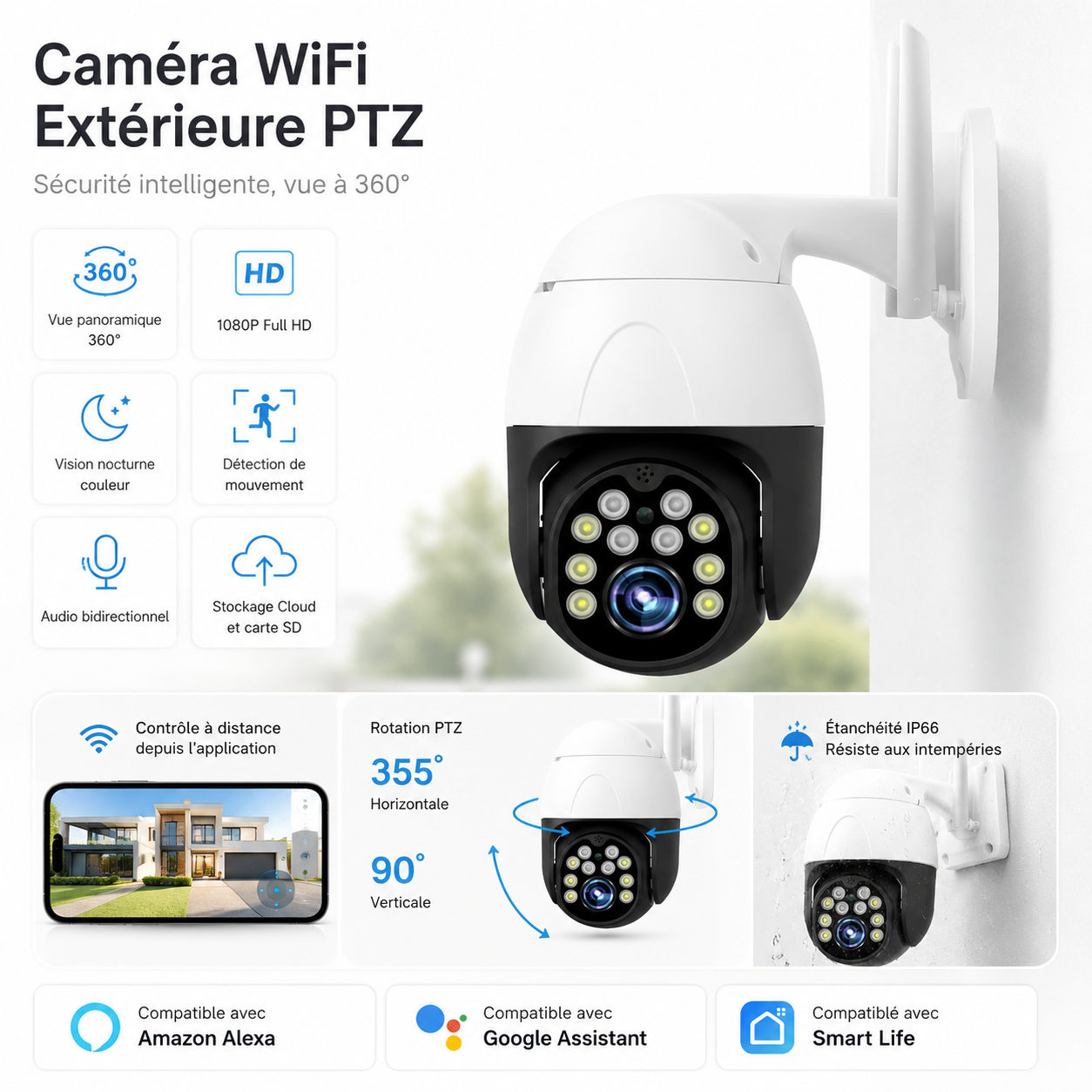 Caméra extérieure Maison Horizon avec détection et vision nocturne