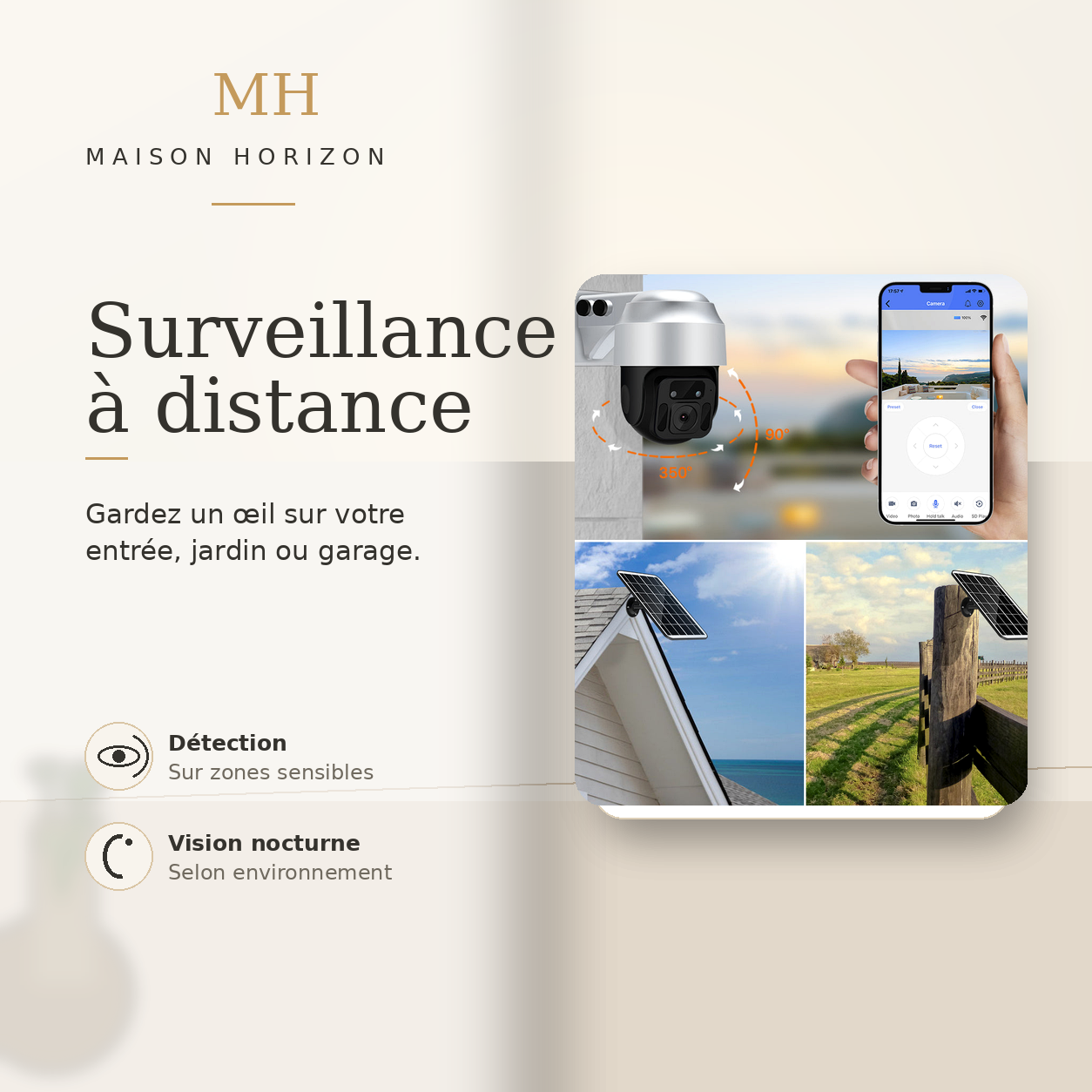 Caméra solaire Maison Horizon avec surveillance à distance