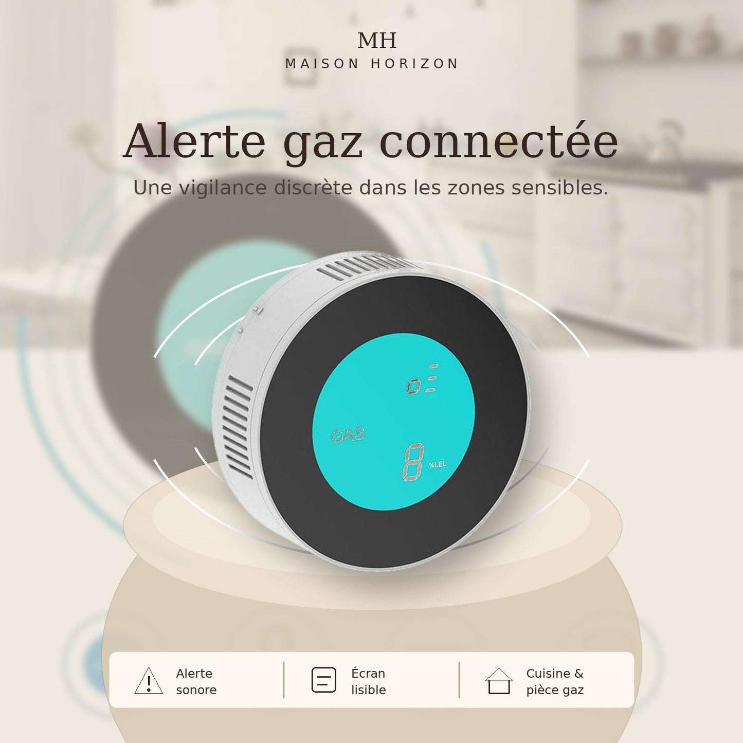 Détecteur connecté d’alerte gaz Maison Horizon image principale