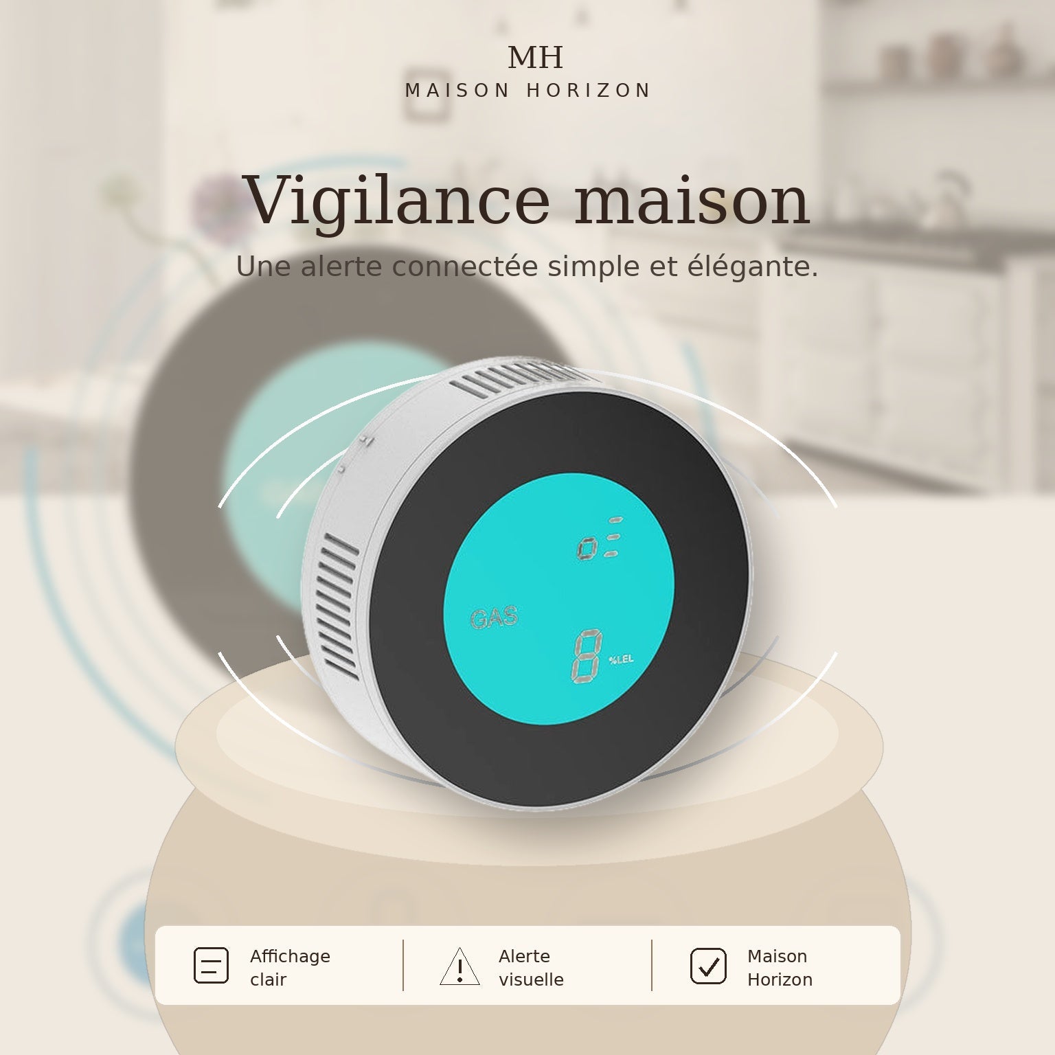 Détecteur connecté d’alerte gaz Maison Horizon vigilance maison