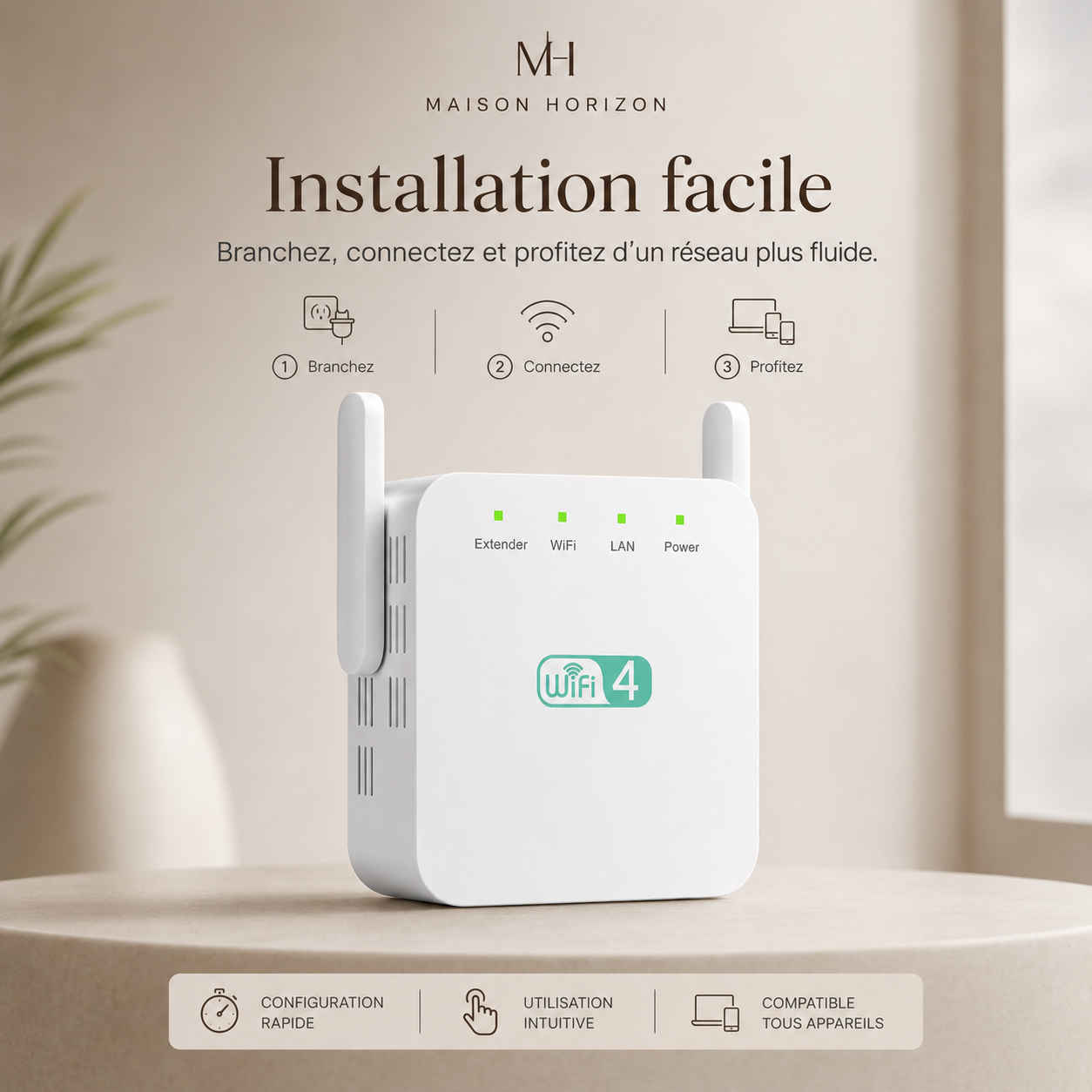 Répéteur WiFi Maison Horizon compact et discret
