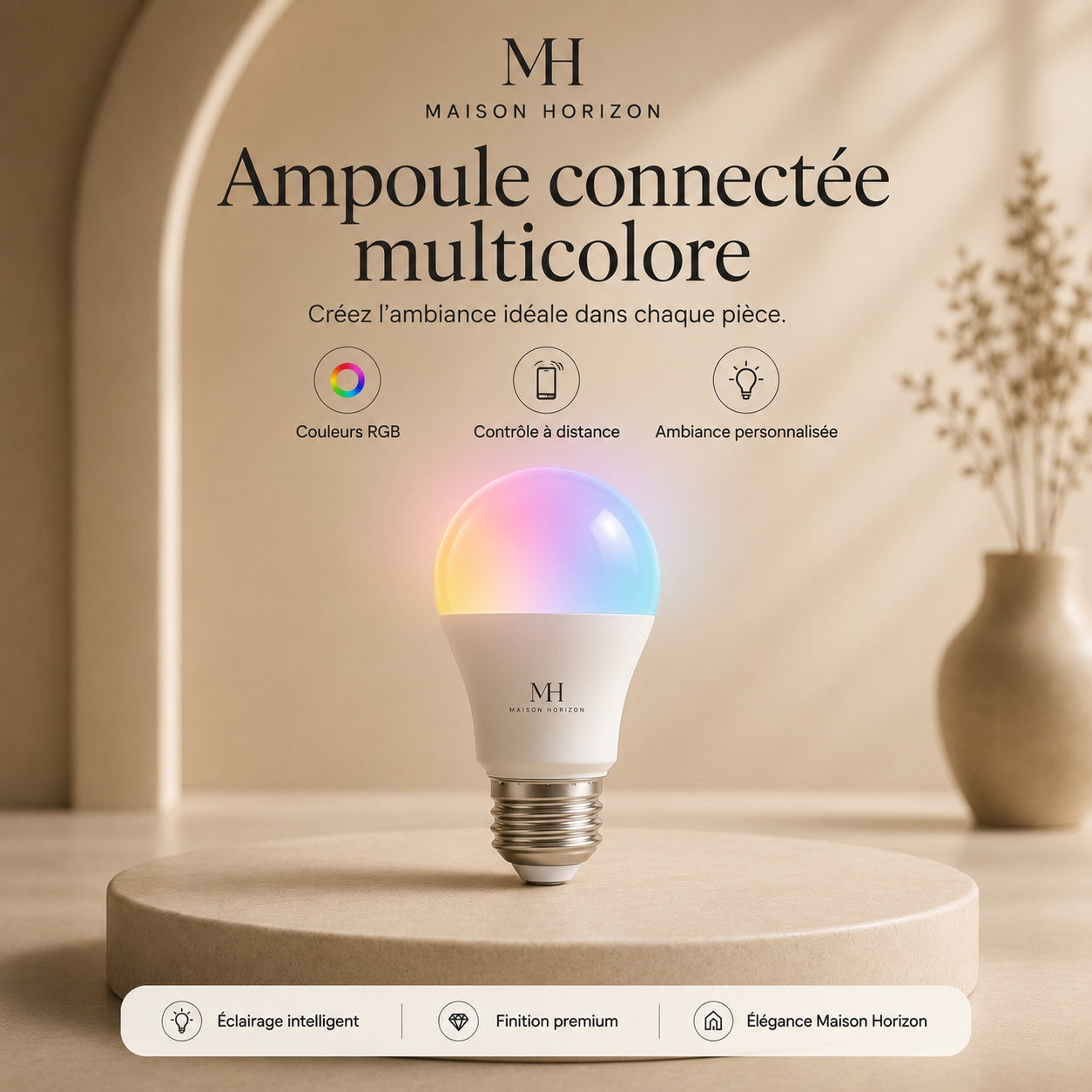 Ampoule connectée multicolore Maison Horizon visuel premium final