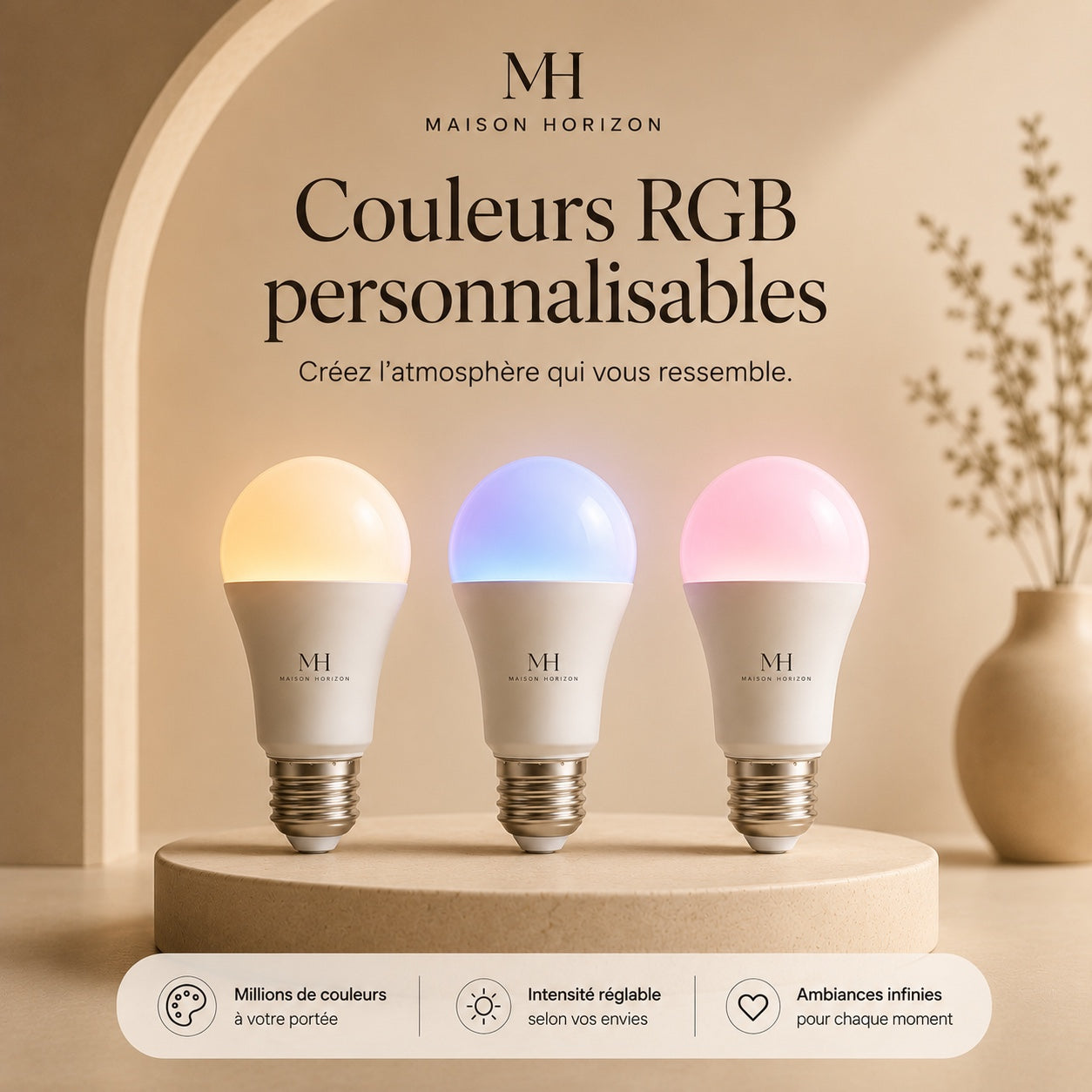 Ampoule connectée Maison Horizon couleurs RGB personnalisables