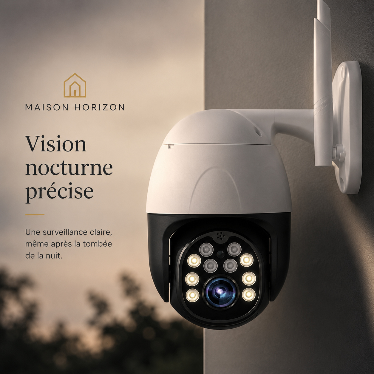 Caméra extérieure Maison Horizon installée pour surveillance de maison