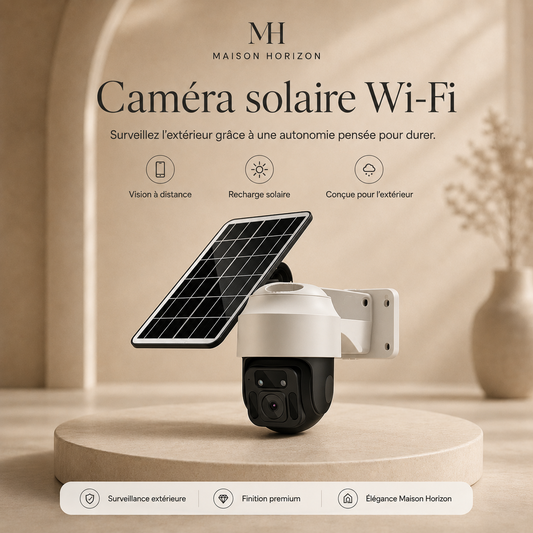 Caméra solaire WiFi Maison Horizon visuel publicitaire premium