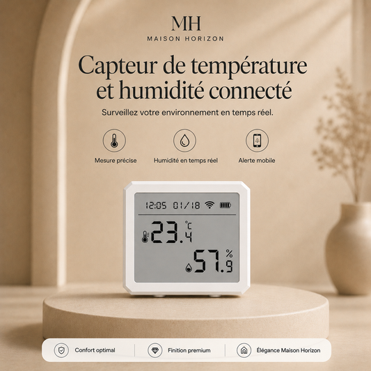 Capteur température et humidité Maison Horizon visuel publicitaire premium