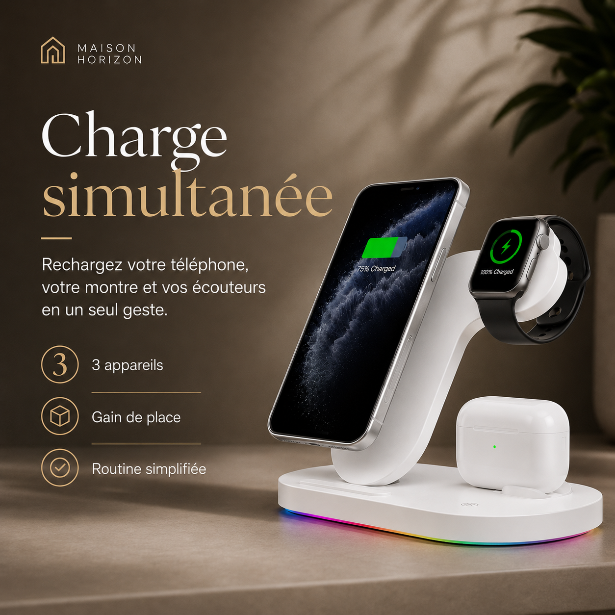 Station de charge Maison Horizon pour plusieurs appareils