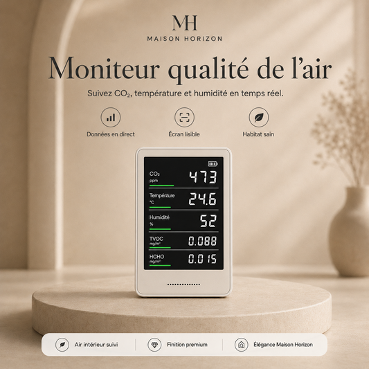 Moniteur qualité de l’air Maison Horizon visuel publicitaire premium