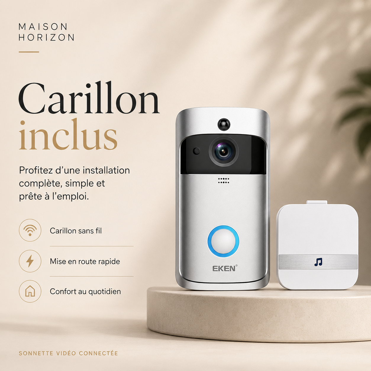 Sonnette vidéo Maison Horizon avec carillon connecté