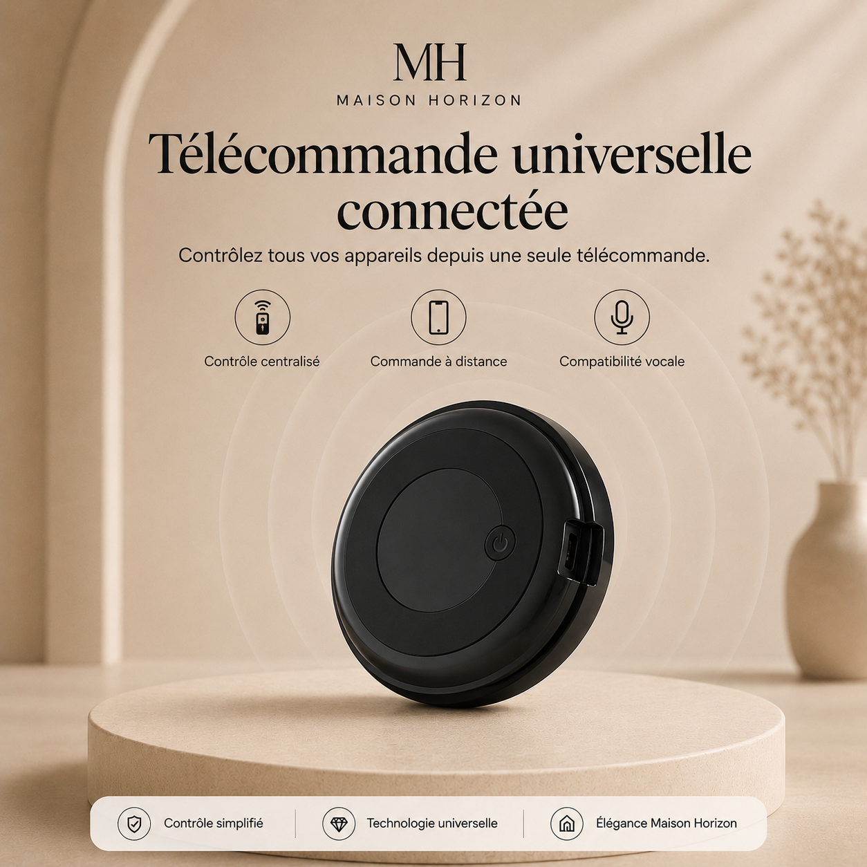Télécommande universelle connectée Maison Horizon visuel premium final