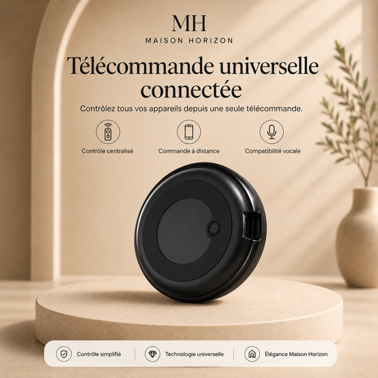 Télécommande universelle connectée Maison Horizon visuel publicitaire premium