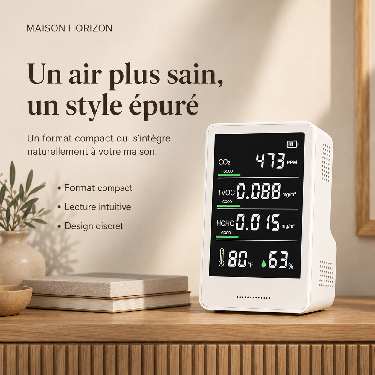 Moniteur connecté Maison Horizon pour confort intérieur et air sain