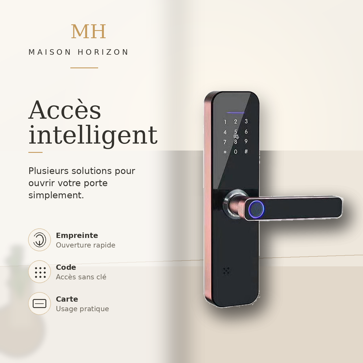 Serrure connectée Maison Horizon pour accès intelligent