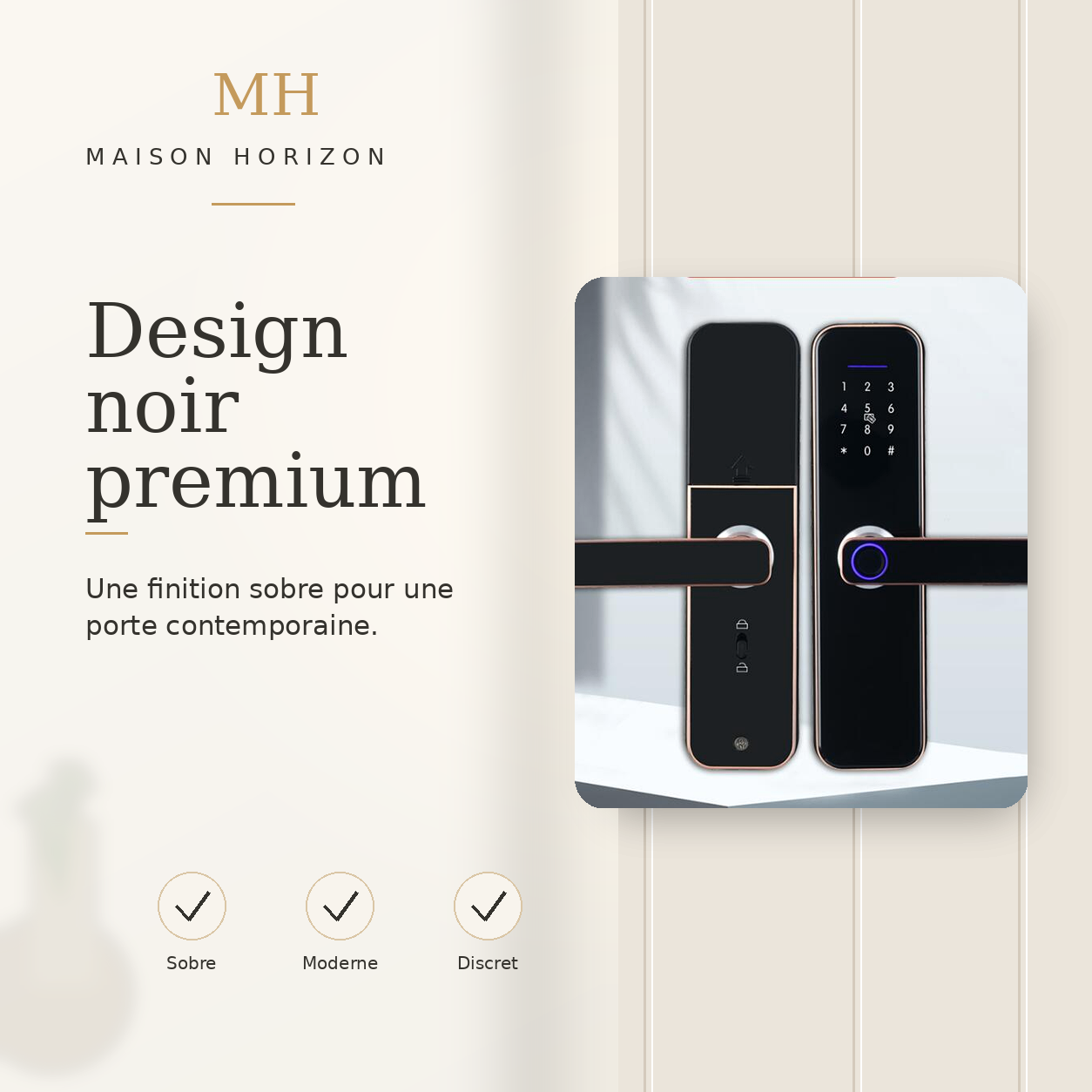 Serrure connectée Maison Horizon design noir premium