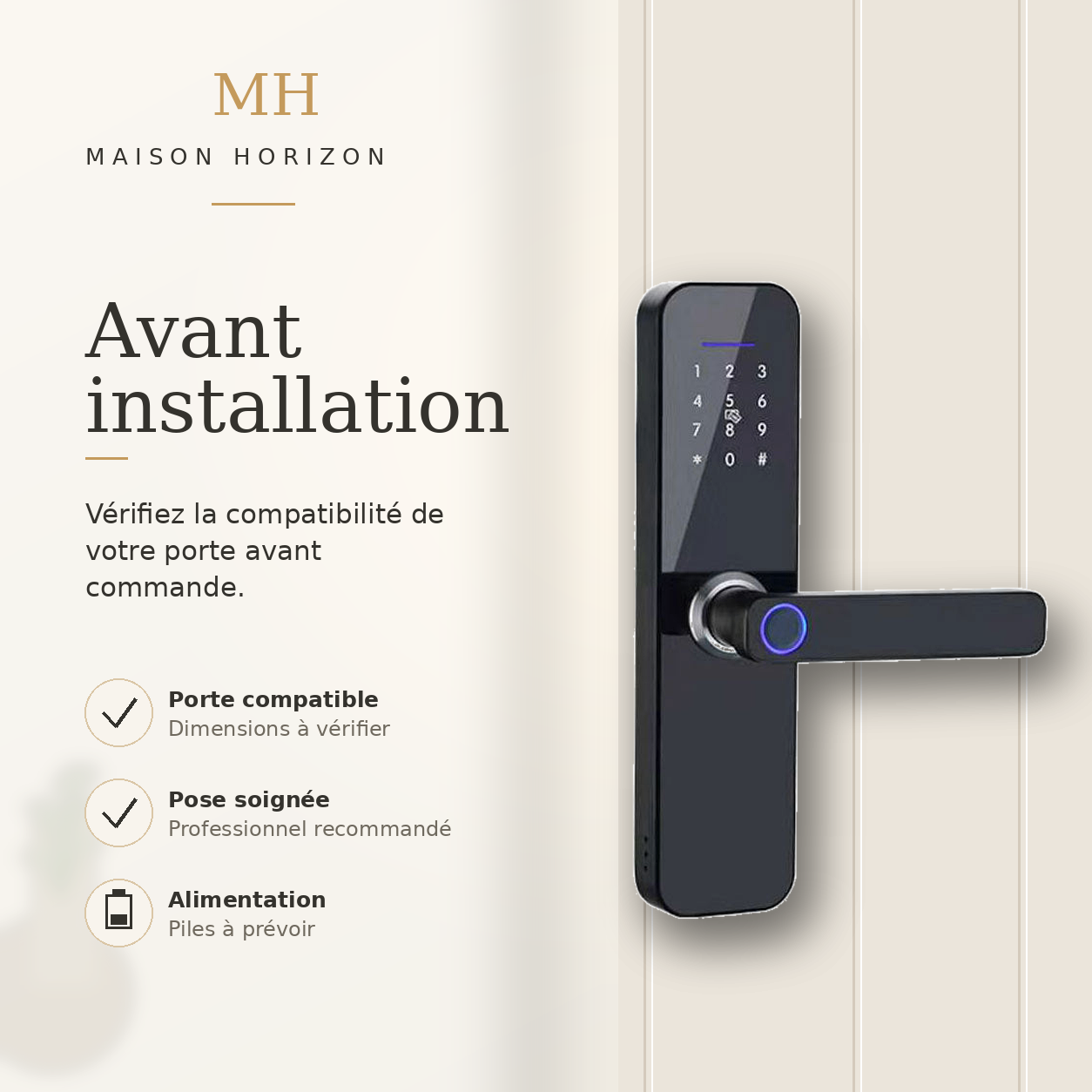 Serrure connectée Maison Horizon avant installation